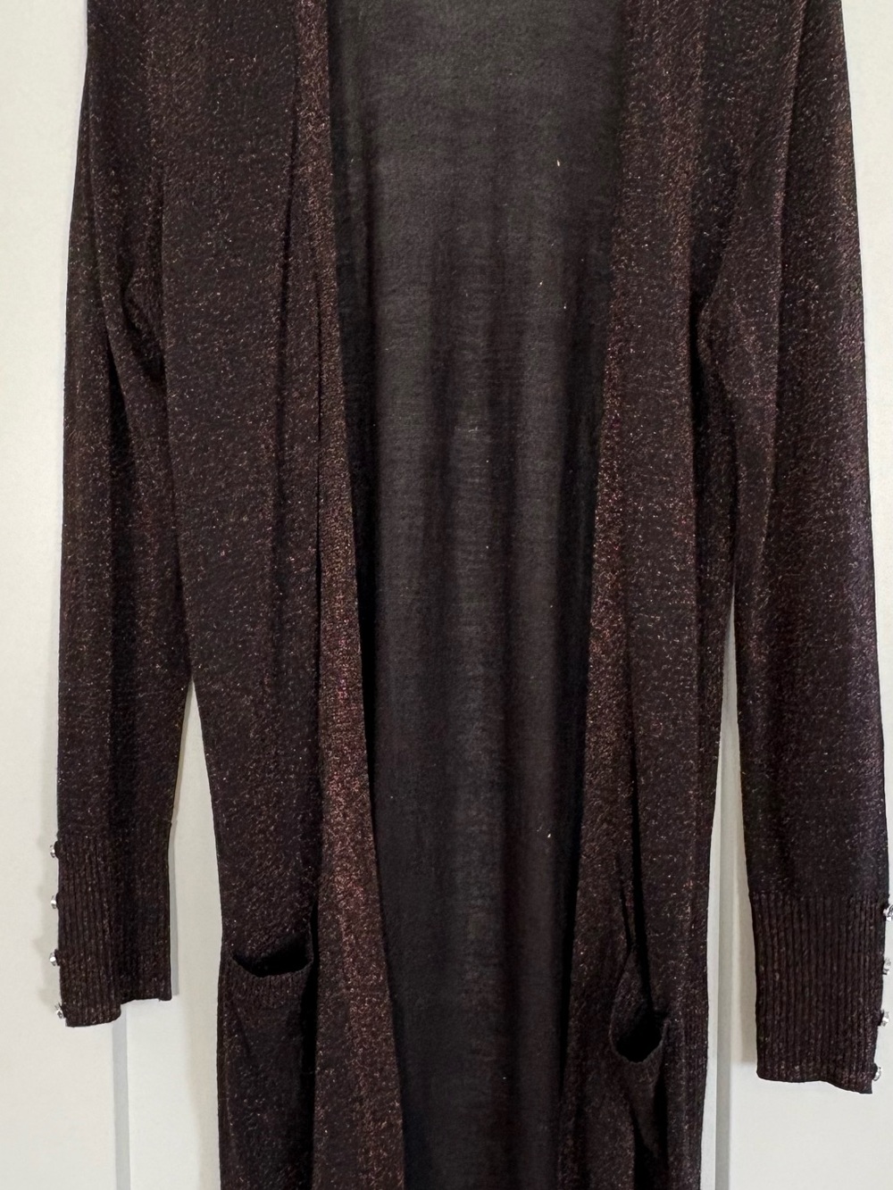89th & Madison Long Open-Front Cardigan in Dark Brown - Picture 4 of 5
